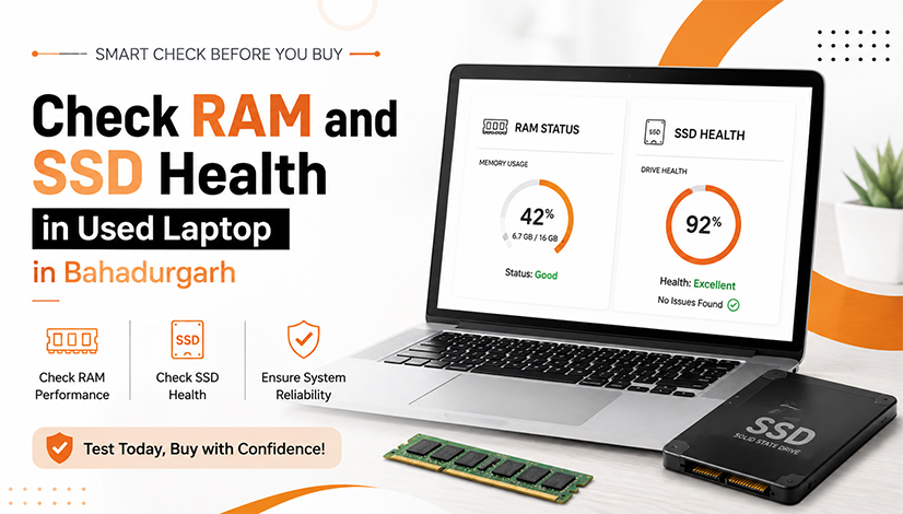 RAM and SSD health check for a Used Laptop in Bahadurgarh before buying