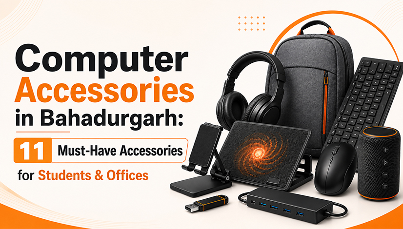 Computer Accessories in Bahadurgarh for students and offices including keyboard mouse headphones USB hub and laptop stand