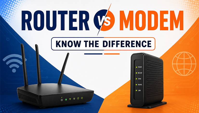 Router vs modem comparison explaining the difference between home networking devices